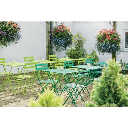 Bolero Lime Green Pavement Style Steel Table Square - 600mm