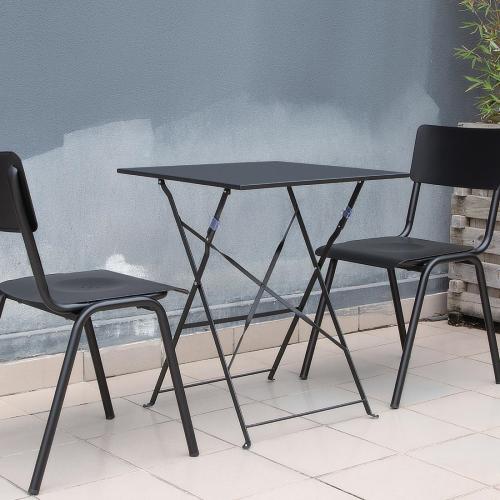 Bolero Perth Black Pavement Style Steel Table Square - 600mm