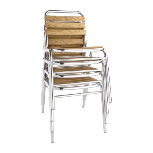 Bolero Aluminium & Ash Bistro Side Chair (Pack 4)