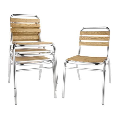 Bolero Aluminium & Ash Bistro Side Chair (Pack 4)