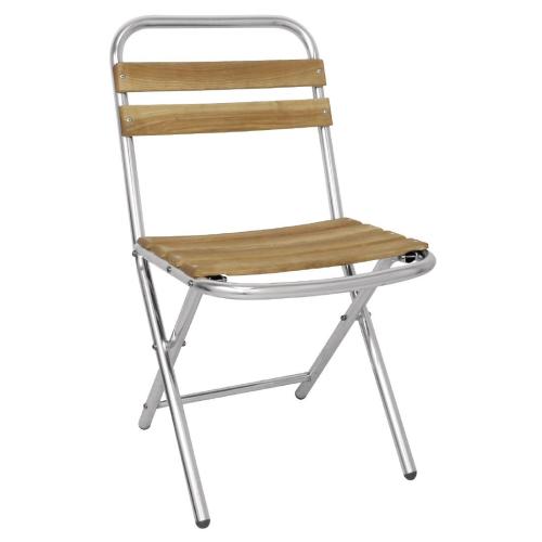 Bolero Folding Chair Ash & Alu (Pack 4)