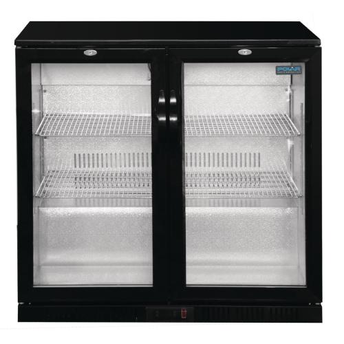 Polar G-Series Back Bar Cooler with Double Hinged Doors Black - 900mm