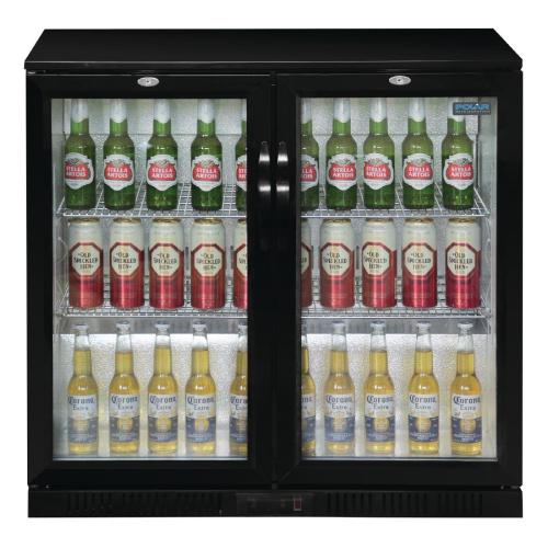 Polar G-Series Back Bar Cooler with Double Hinged Doors Black - 900mm