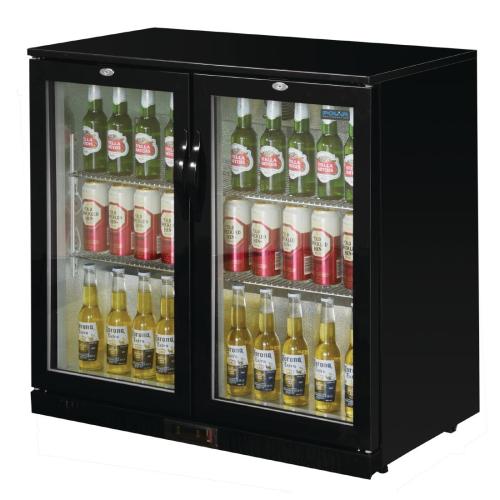 Polar G-Series Back Bar Cooler with Double Hinged Doors Black - 900mm