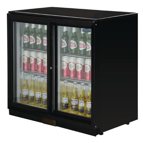 Polar G-Series Back Bar Cooler with Double Sliding Doors Black - 900mm