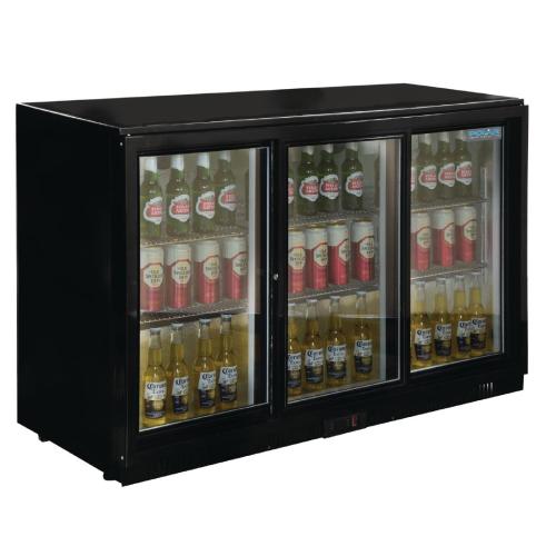 Polar G-Series Back Bar Cooler with Triple Sliding Doors Black - 900mm