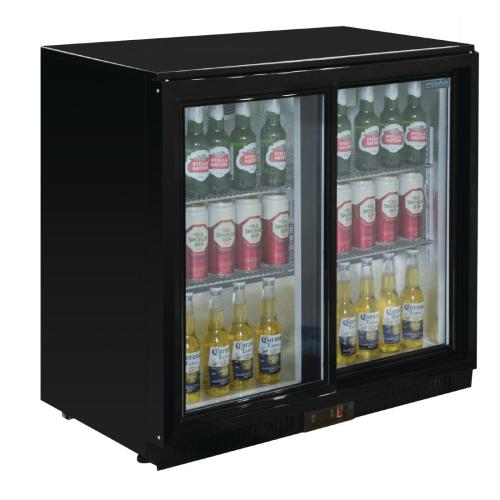 Polar G-Series Back Bar Cooler with Double Sliding Doors Black - 850mm