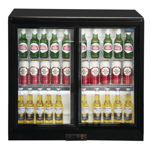 Polar G-Series Back Bar Cooler with Double Sliding Doors Black - 850mm