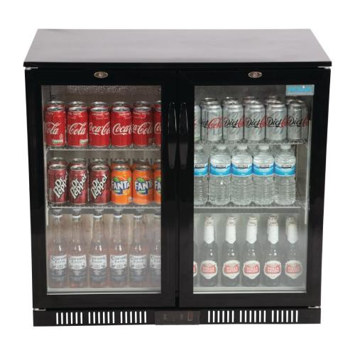 Polar G-Series Back Bar Cooler with Double Hinged Doors Black - 850mm