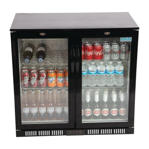 Polar G-Series Back Bar Cooler with Double Hinged Doors Black - 850mm