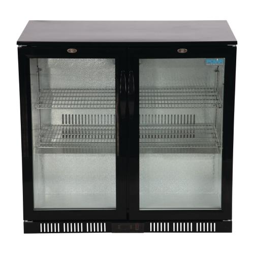 Polar G-Series Back Bar Cooler with Double Hinged Doors Black - 850mm