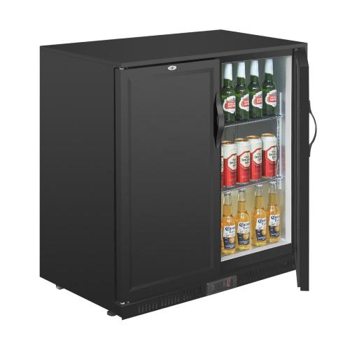 Polar G-Series Back Bar Cooler with Double Solid Hinged Doors Black - 900mm