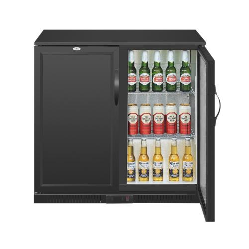 Polar G-Series Back Bar Cooler with Double Solid Hinged Doors Black - 900mm
