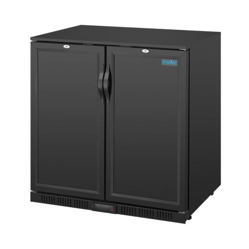 Polar G-Series Back Bar Cooler with Double Solid Hinged Doors Black - 900mm