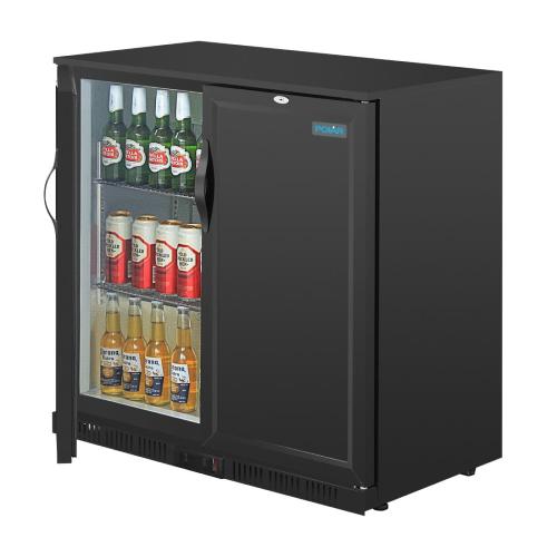 Polar G-Series Back Bar Cooler with Double Solid Hinged Doors Black - 900mm