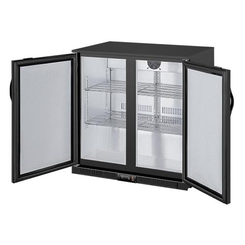 Polar G-Series Back Bar Cooler with Double Solid Hinged Doors Black - 900mm