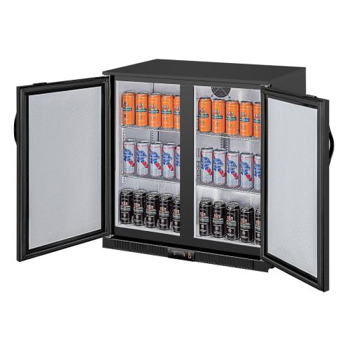 Polar G-Series Back Bar Cooler with Double Solid Hinged Doors Black - 900mm