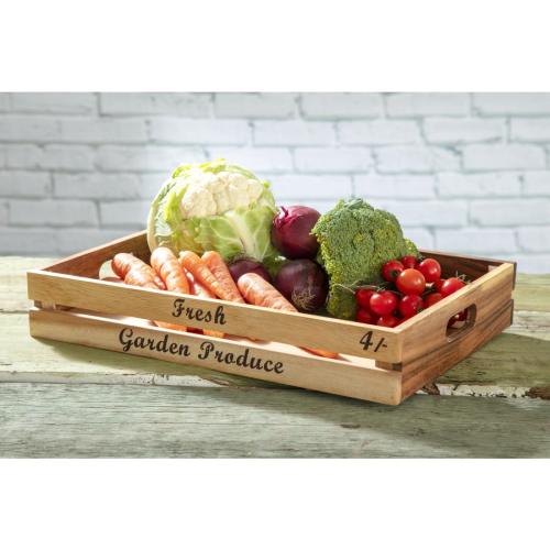 Baroque Crate Rustic Acacia Large Fresh Garden Produce - 420x300x70mm