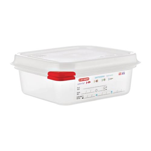 Araven PP Food Container 1/6 GN 1.1Ltr with Lid 65mm (H) (Pack 4)