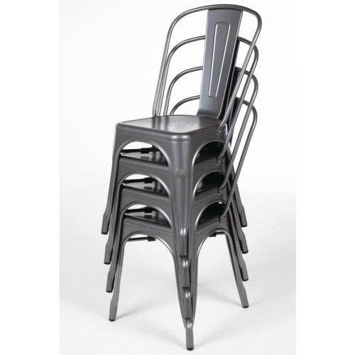 Bolero Bistro Steel Side Chair Gun Metal Grey (Pack 4)