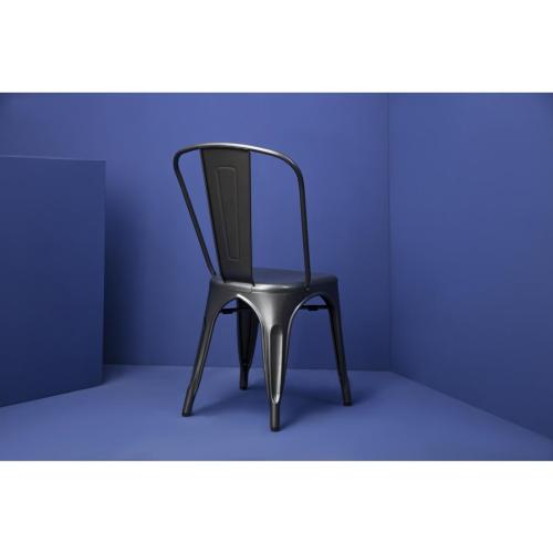 Bolero Bistro Steel Side Chair Gun Metal Grey (Pack 4)