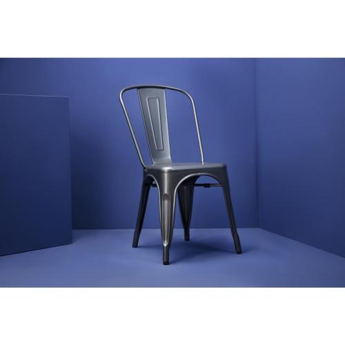 Bolero Bistro Steel Side Chair Gun Metal Grey (Pack 4)
