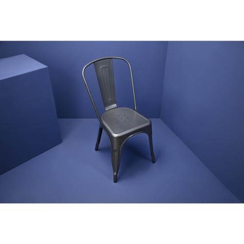 Bolero Bistro Steel Side Chair Gun Metal Grey (Pack 4)