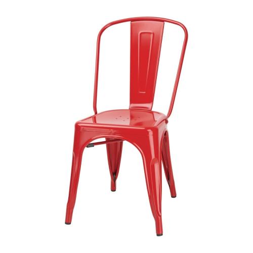 Bolero Bistro Steel Side Chair Red (Pack 4)