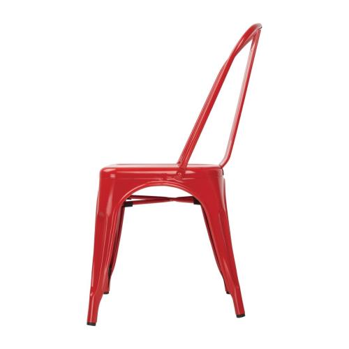 Bolero Bistro Steel Side Chair Red (Pack 4)