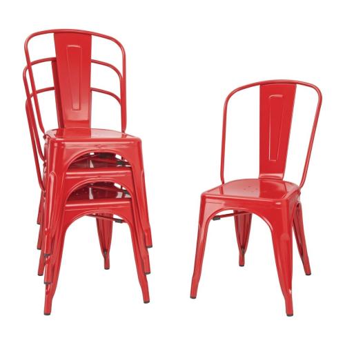 Bolero Bistro Steel Side Chair Red (Pack 4)