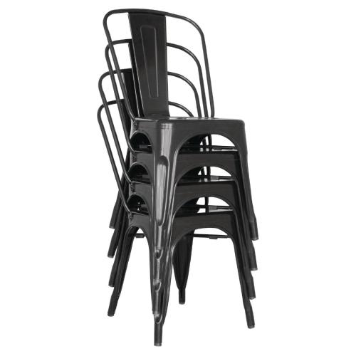 Bolero Bistro Steel?Side Chair Black (Pack 4)