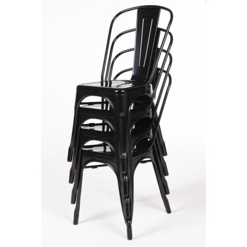 Bolero Bistro Steel?Side Chair Black (Pack 4)