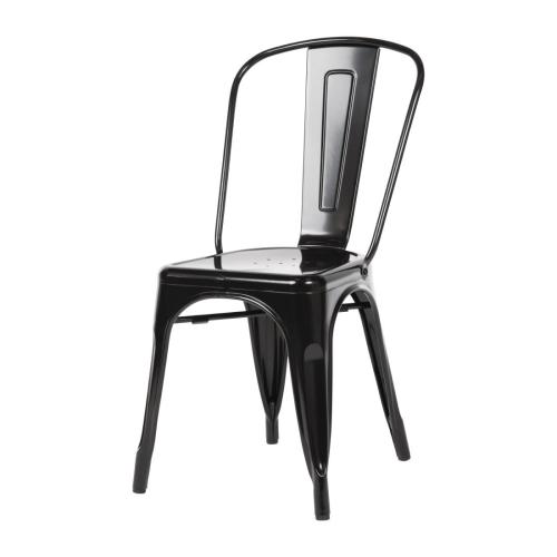 Bolero Bistro Steel?Side Chair Black (Pack 4)