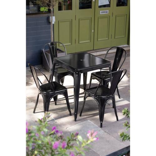 Bolero Bistro Steel?Side Chair Black (Pack 4)