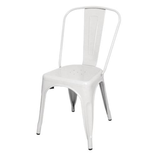 Bolero Bistro Steel Side Chair White (Pack 4)