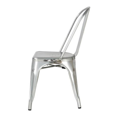 Bolero Bistro Steel Side Chair Galvanised (Pack 4)