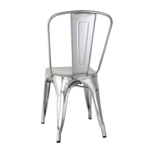 Bolero Bistro Steel Side Chair Galvanised (Pack 4)
