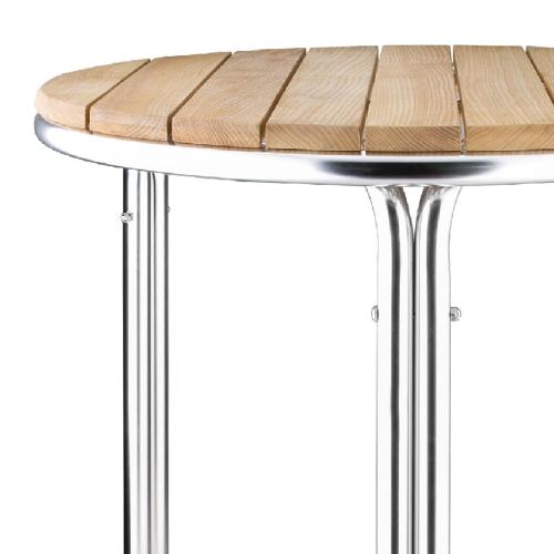 Bolero Round Ash & Alu Leg Table - 600mm