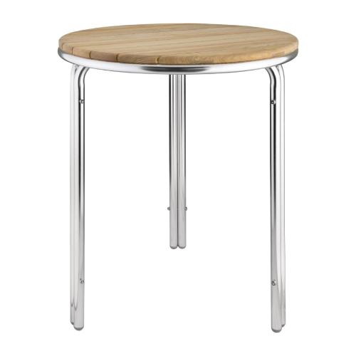 Bolero Round Ash & Alu Leg Table - 600mm