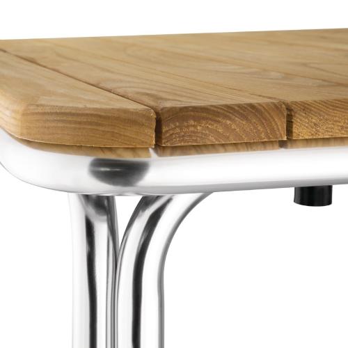 Bolero Square Ash & Alu Leg Table - 700mm