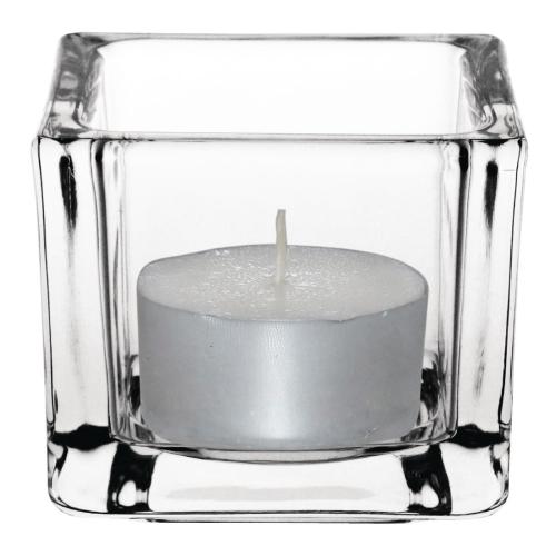 Olympia Glass Tealight Holder Square Clear (Box 6)