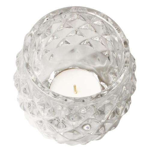 Olympia Glass Diamond Tealight Holder Clear (Box 6)