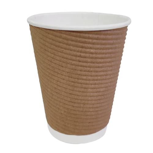 Fiesta Recyclable Hot Cup Ripple Wall Kraft - 12oz (Box 500)