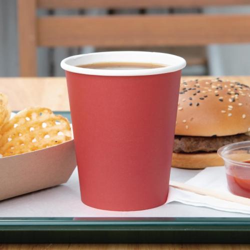 Fiesta Recyclable Hot Cup Single Wall Red 8oz (Box 1000)