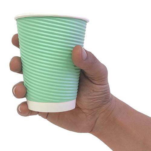 Fiesta Recyclable Hot Cup Ripple Wall Aqua 12oz (Box 500)