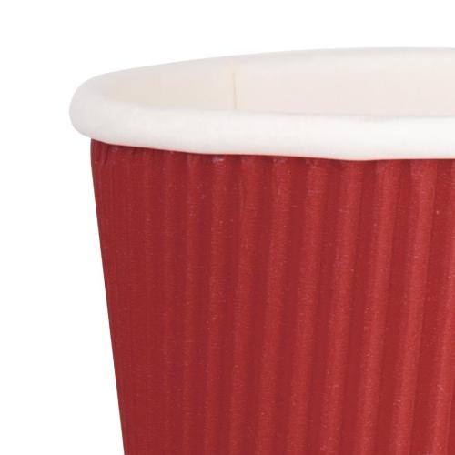 Fiesta Recyclable Hot Cup Ripple Wall Red 8oz (Box 500)