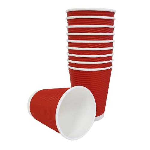 Fiesta Recyclable Hot Cup Ripple Wall Red 12oz (Box 500)