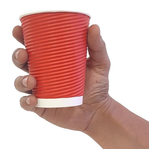 Fiesta Recyclable Hot Cup Ripple Wall Red 12oz (Box 500)