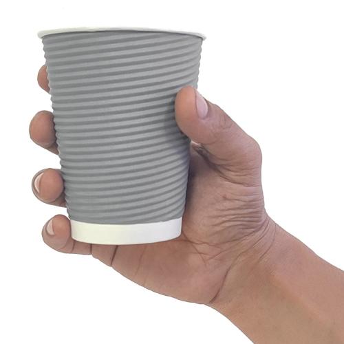 Fiesta Recyclable Hot Cup Ripple Wall Charcoal 12oz (Sleeve 25)