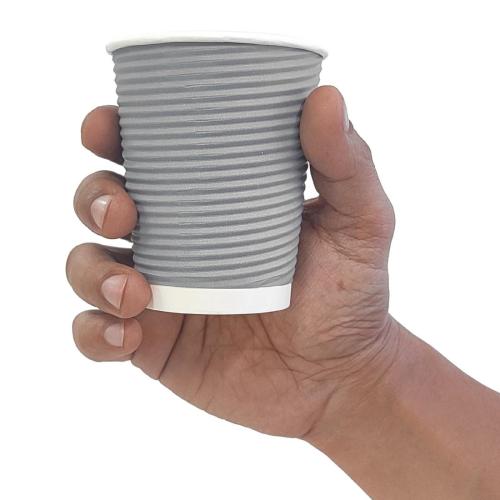 Fiesta Recyclable Hot Cup Ripple Wall Charcoal 8oz (Box 500)